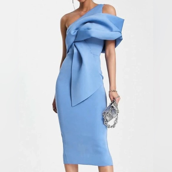 ASOS Dresses & Skirts - ASOS One-Shoulder Blue Draped Dress